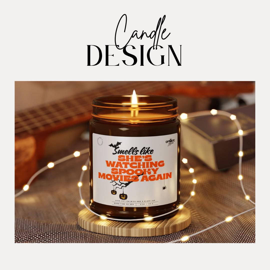 Smells Like She's Watching Spooky Movies Again Scented Soy Candle for Movie Nights Spooky Autumn Vibes Halloween Decor Gift for Friends