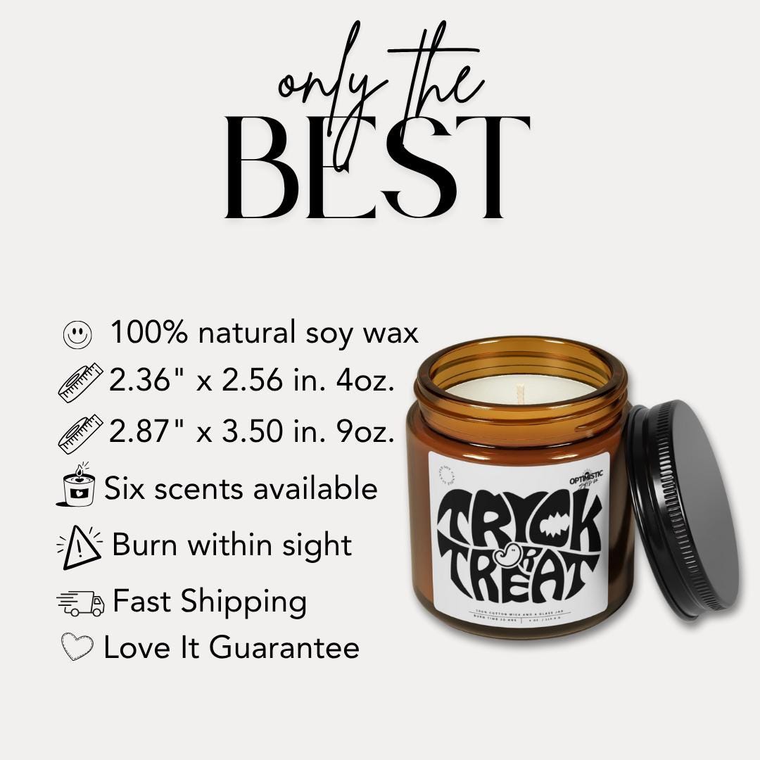Trick or Treat Halloween Scented Soy Candle Spooky Cozy Vibes for Fall Nights Spooky Season Gift Fall Aromatherapy Candle Gift for Halloween