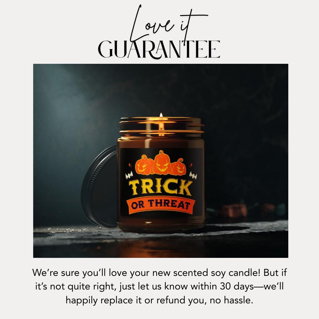 Halloween Scented Soy Candle Trick or Treat Amber Jar Fall Vibes and Seasonal Gifts Handmade Autumn Home Décor Spooky Pumpkin Fall Candle
