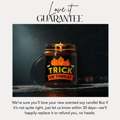 Halloween Scented Soy Candle Trick or Treat Amber Jar Fall Vibes and Seasonal Gifts Handmade Autumn Home Décor Spooky Pumpkin Fall Candle