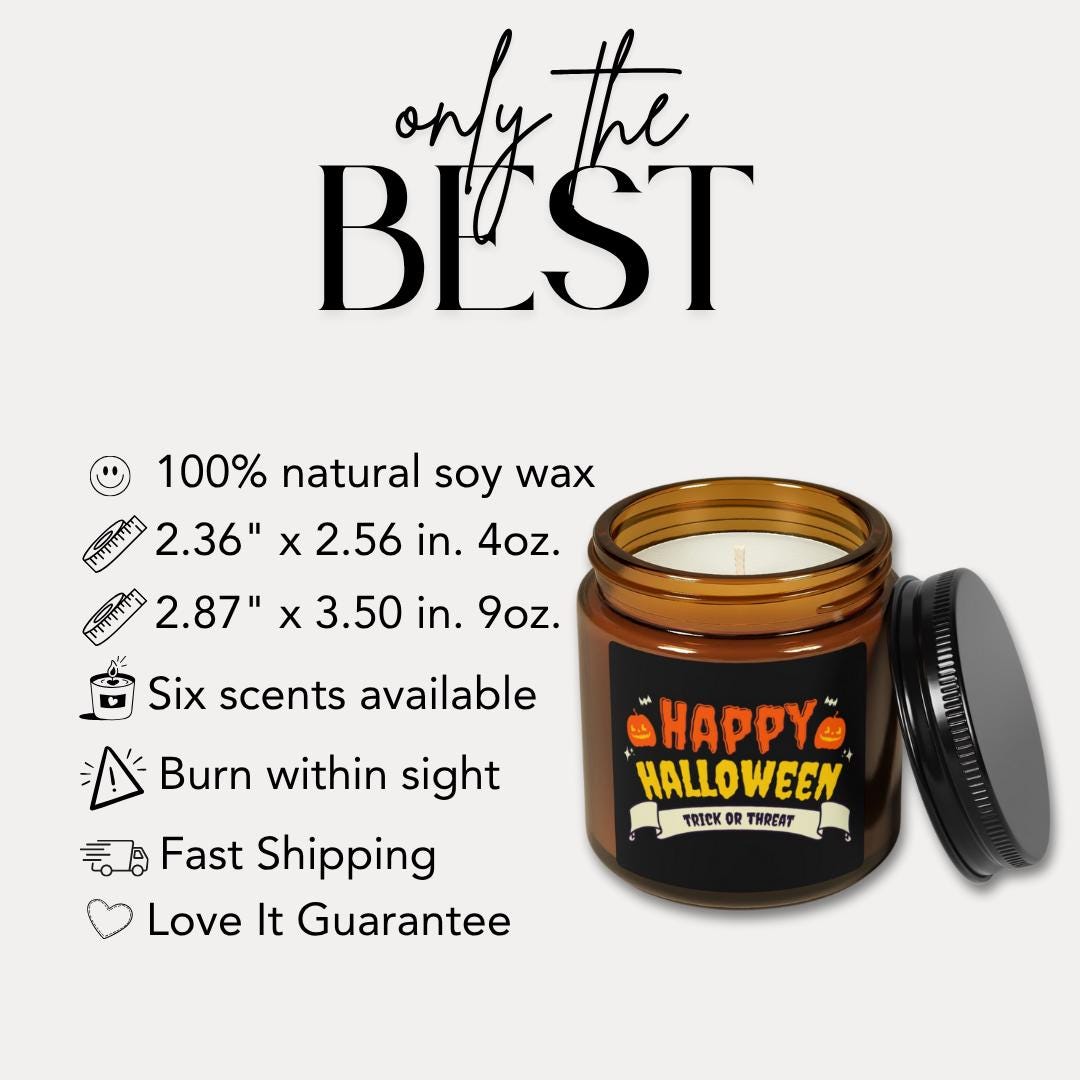 Happy Halloween Scented Soy Candle Spooky Fall Pumpkin Candle Handmade Autumn Home Décor Seasonal Fall Vibes & Gift Giving Halloween Gift