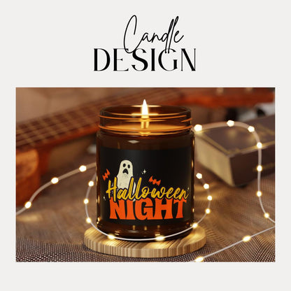 Spooky Halloween Night Scented Soy Candle Cozy Autumn Home Decor Aromatherapy Gift Fall Decor Candle for Halloween Cozy Atmosphere Amber Jar