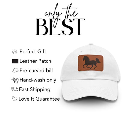 Equestrian with Stylish Leather Patch (Rectangle) Everyday Baseball Horse Cap Gift for Trail Ride Rustic Country Gift, Equestrian Style Hat