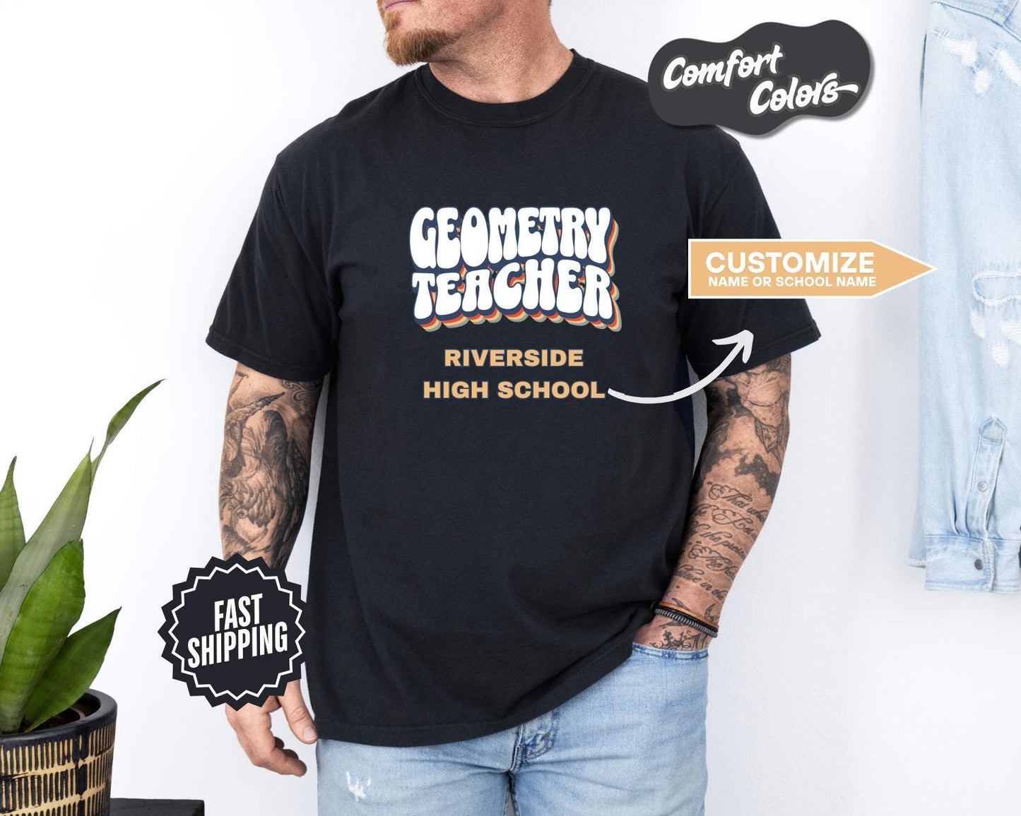 Geometry Teacher T-Shirt, Comfort Colors, Custom Teacher Shirt, Gift for Educators, Back to School, Math Teacher Apparel, Classroom Tees