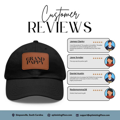 Grandpappy Hat with Stylish Leather Patch (Rectangle) Baseball Cap Everyday Wear Classic Grandpappy Cap Unique Gift for Grandpappy or Dad