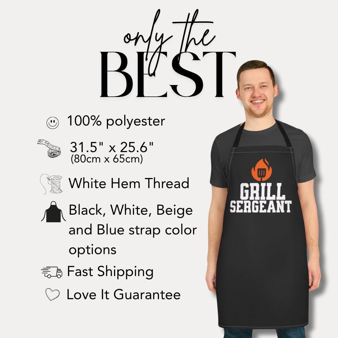 Grill Sergeant Apron Funny BBQ Apron Gift for Dad or Husband Father's Day BBQ Gift Idea Apron for Grilling Pros Gift Idea for Grill Master