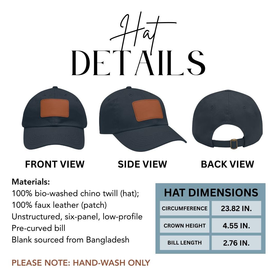 Grandy Hat with Stylish Leather Patch (Rectangle) Baseball Cap Everyday Wear Classic Grandy Cap Unique Gift for Him, Grandpa, Grandy, or Dad