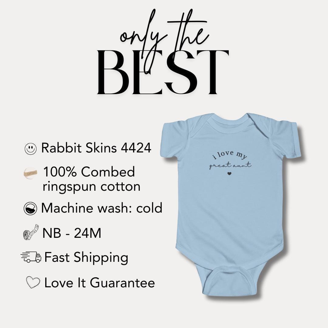 I Love My Great Aunt Infant Fine Jersey Bodysuit Newborn Gift for Great Auntie Baby Shower Gift Idea Adorable Great Aunt Baby Bodysuit