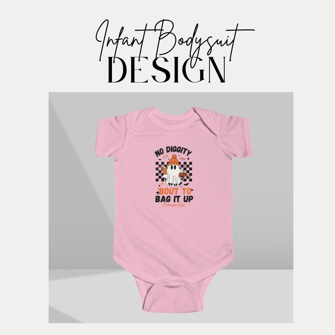 Personalized No Diggity Ghost Halloween Infant Fine Jersey Bodysuit Custom Infant Onesie Ghost Bodysuit for Baby's Trick or Treat in Style