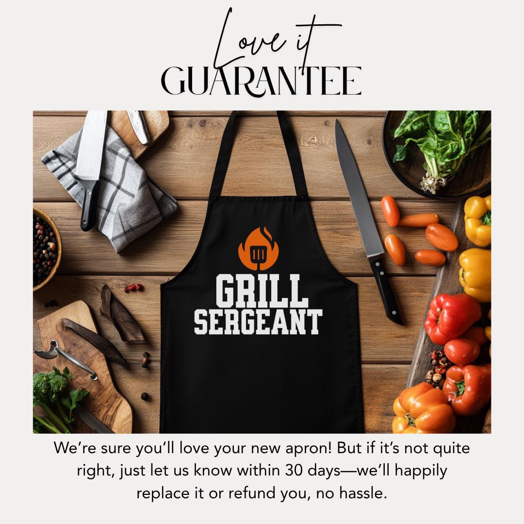 Grill Sergeant Apron Funny BBQ Apron Gift for Dad or Husband Father's Day BBQ Gift Idea Apron for Grilling Pros Gift Idea for Grill Master