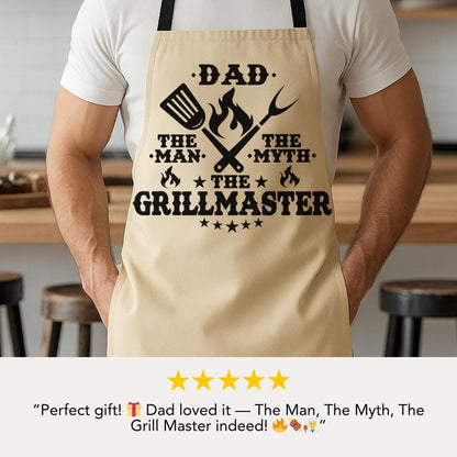 Dad The Man The Myth The Grillmaster Apron Father's Day Gift for Dad or Husband Funny Apron for Dad Grill Master Apron  Outdoor BBQ Apron