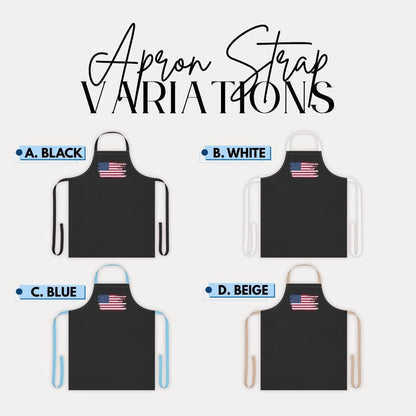 Patriotic Apron with 5-Color Straps | Ideal for BBQs, Grilling, Cooking Classes, Independence Day, Gift for Chefs