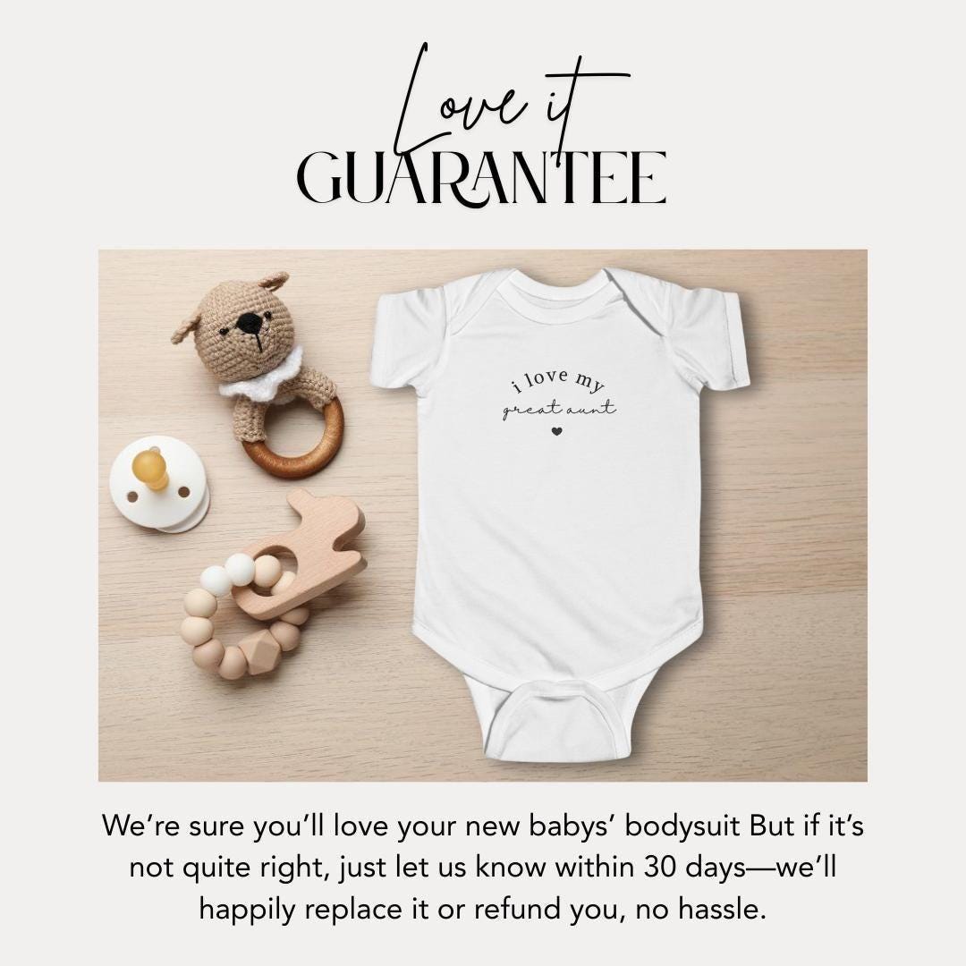 I Love My Great Aunt Infant Fine Jersey Bodysuit Newborn Gift for Great Auntie Baby Shower Gift Idea Adorable Great Aunt Baby Bodysuit