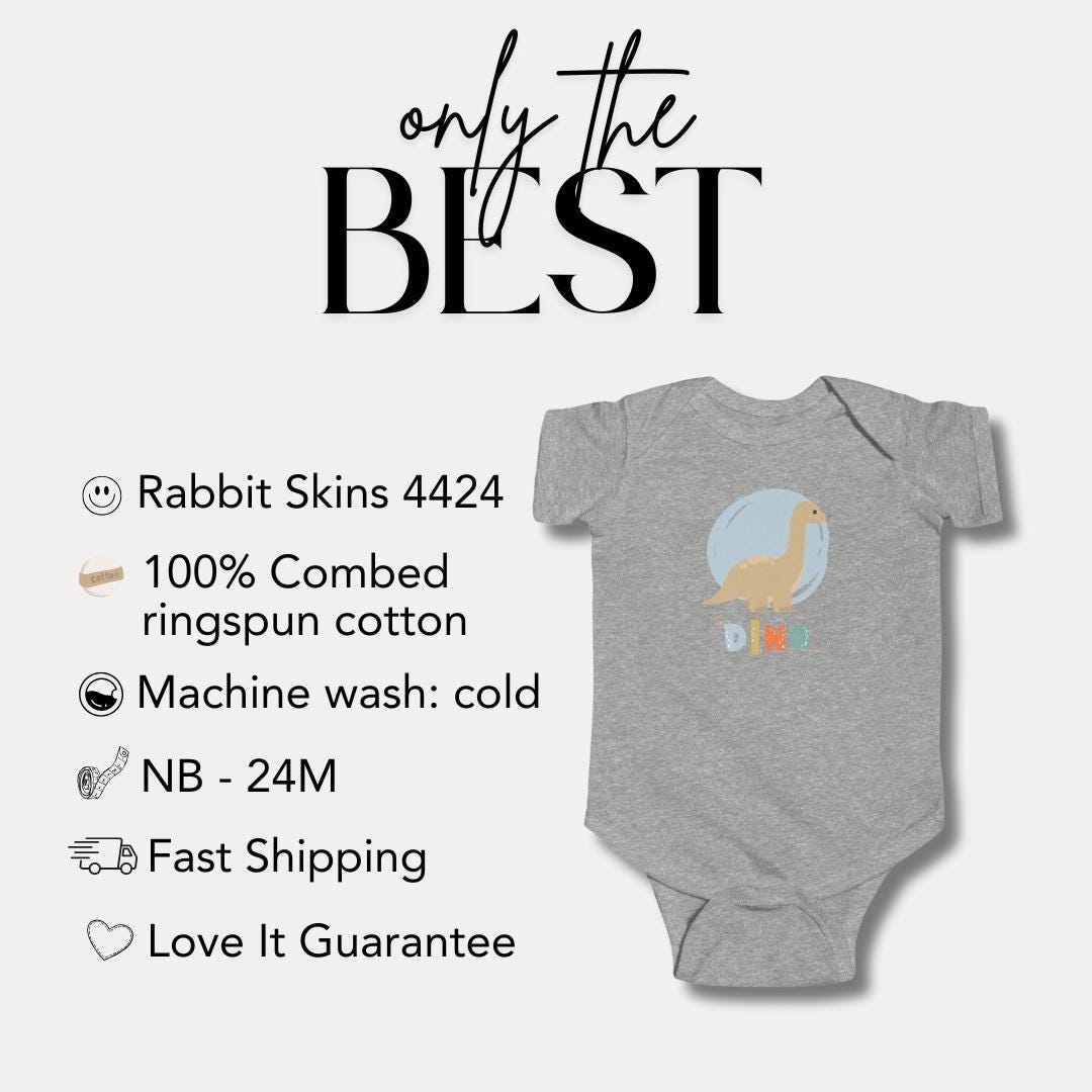 Dino Infant Fine Jersey Bodysuit Cute Infant Outfit for Baby Showers Birthdays Dino Lovers Unisex Newborn Outfit Adorable Dino Romper