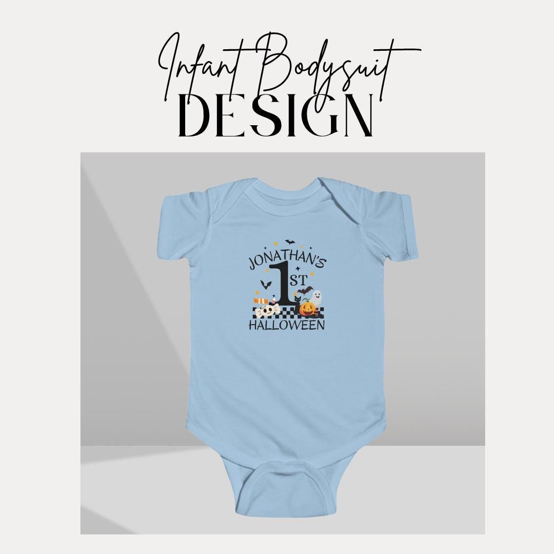 Personalized 1st Halloween Infant Fine Jersey Bodysuit 1st Halloween Outfit Toddler Costume Cute Baby Clothes Spooky Cute Baby Shower Gift