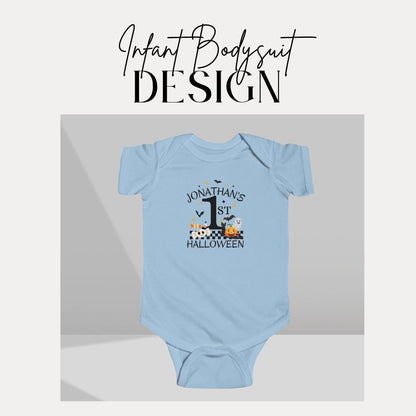 Personalized 1st Halloween Infant Fine Jersey Bodysuit 1st Halloween Outfit Toddler Costume Cute Baby Clothes Spooky Cute Baby Shower Gift