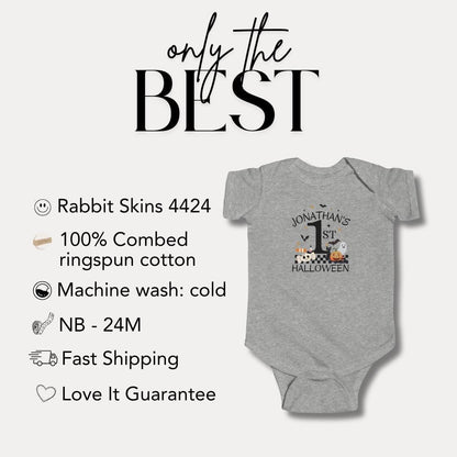 Personalized 1st Halloween Infant Fine Jersey Bodysuit 1st Halloween Outfit Toddler Costume Cute Baby Clothes Spooky Cute Baby Shower Gift