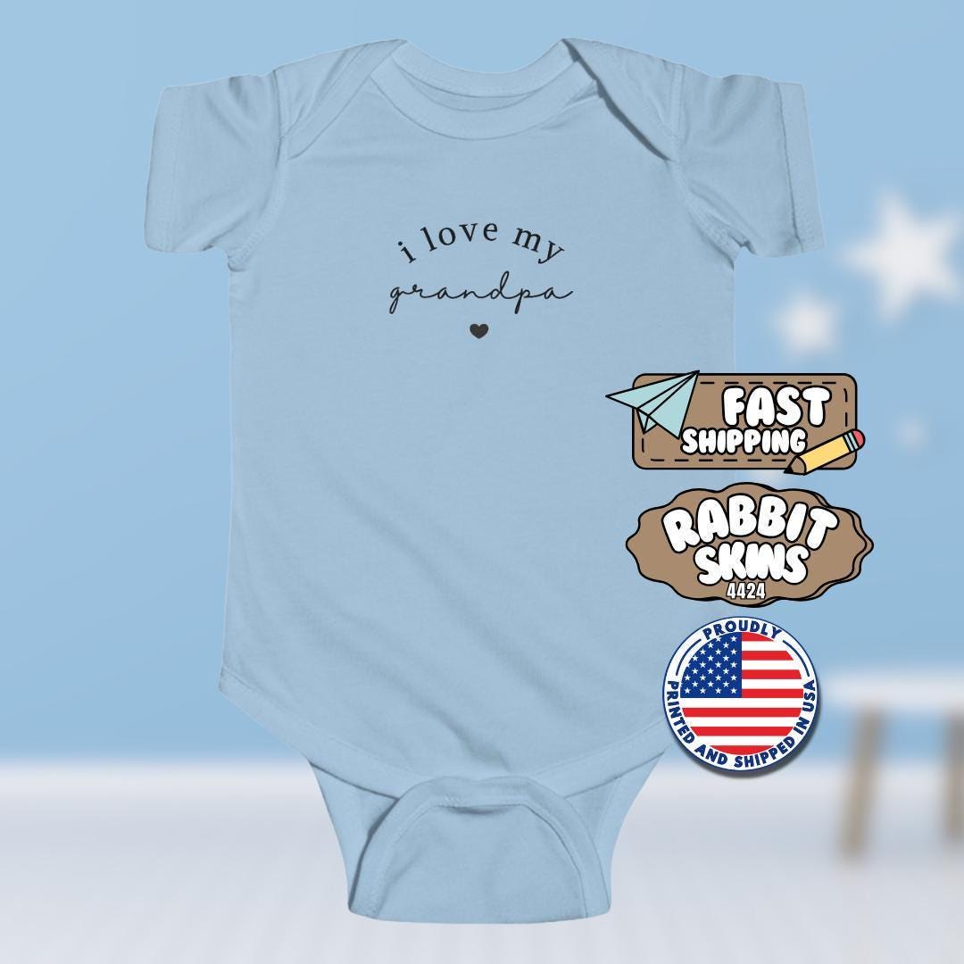 I Love My Grandpa Infant Fine Jersey Bodysuit Adorable Baby Shower Outfit Newborn Keepsake for Grandparents Day Grandpa Gift Baby Onesie