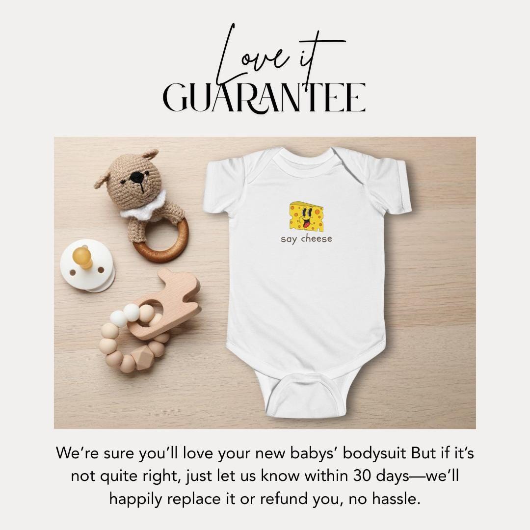 Say Cheese Infant Fine Jersey Bodysuit Cute Baby Onesie Funny Baby Outfit Newborn Gift Baby Shower Gift Photography Props for Infant Onesie