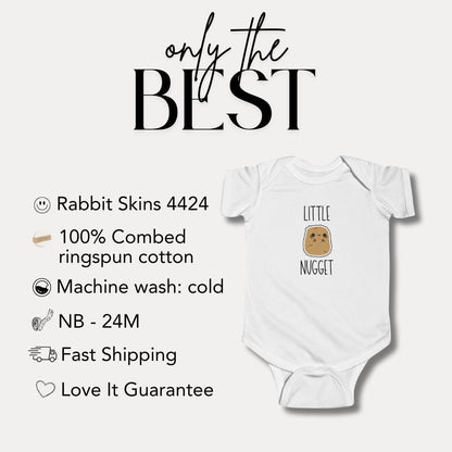 Funny Infant Fine Jersey Bodysuit with 'Little Nugget' Design Infant Gift Cute Baby Shower Outfit Newborn Clothes Baby Birthday Celebration