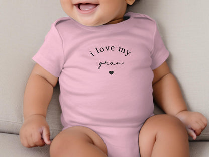 I Love My Gran Infant Fine Jersey Bodysuit Sweet Infant Onesie for Baby Girl or Boy Gran Gift Idea Grand Onesie Present for Grandbaby Gift