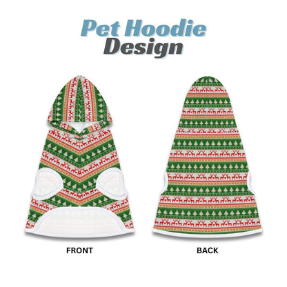 Christmas Red & Green Pattern Dog Hoodie  Ugly Xmas Sweater Style Pet Outfit for Holidays