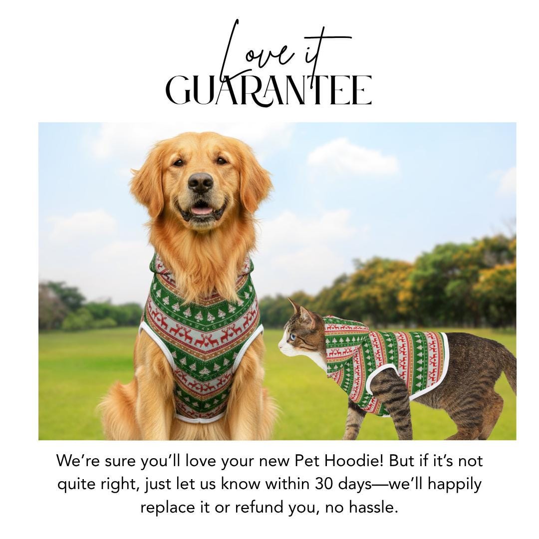 Christmas Red & Green Pattern Dog Hoodie  Ugly Xmas Sweater Style Pet Outfit for Holidays