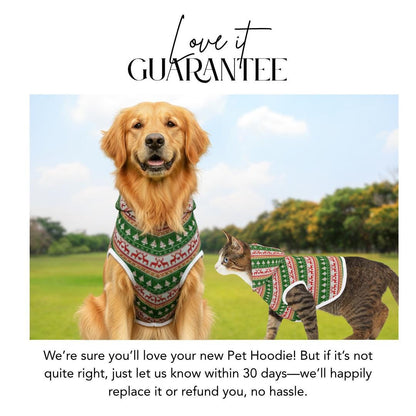 Christmas Red & Green Pattern Dog Hoodie  Ugly Xmas Sweater Style Pet Outfit for Holidays