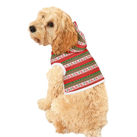 Ugly Christmas Pet Hoodie Holiday Dog and Cat Hoodie Cozy Soft Polyester Pet Outfit Festive Reindeer & Christmas Pattern Hoodie Gift for Pet