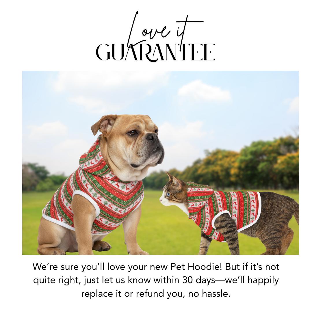 Ugly Christmas Pet Hoodie Holiday Dog and Cat Hoodie Cozy Soft Polyester Pet Outfit Festive Reindeer & Christmas Pattern Hoodie Gift for Pet