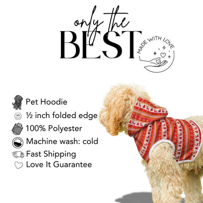 Festive Red Pattern Christmas Dog Hoodie  Ugly Xmas Sweater Style Pet Hoodie for Winter