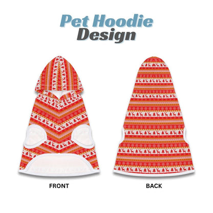 Festive Red Pattern Christmas Dog Hoodie  Ugly Xmas Sweater Style Pet Hoodie for Winter