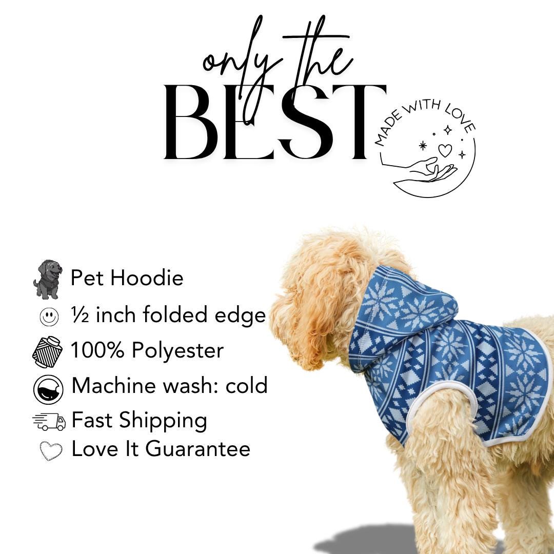 Winter Christmas Snowflake Pet Hoodie for Dogs and Cats Cozy Soft Polyester Hoodie Pet Sweater Outfit Cold-Weather Hoodie Gift for Pets