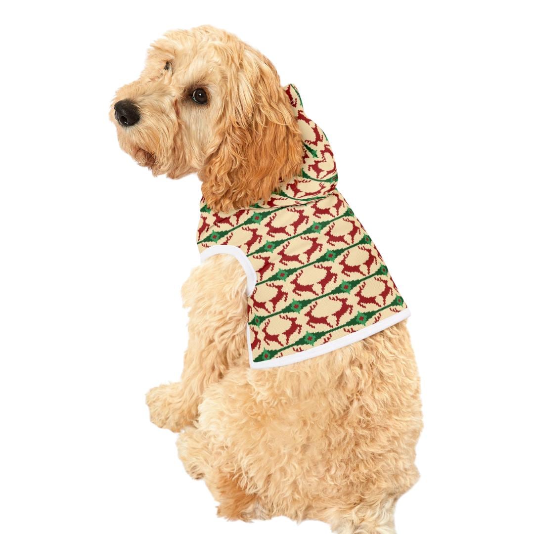 Festive Reindeer Pet Hoodie Cozy Holiday Dog and Cat Hoodie Soft Polyester Cute Christmas Pet Outfit for Winter Photos & Gift Pet Sweatshirt