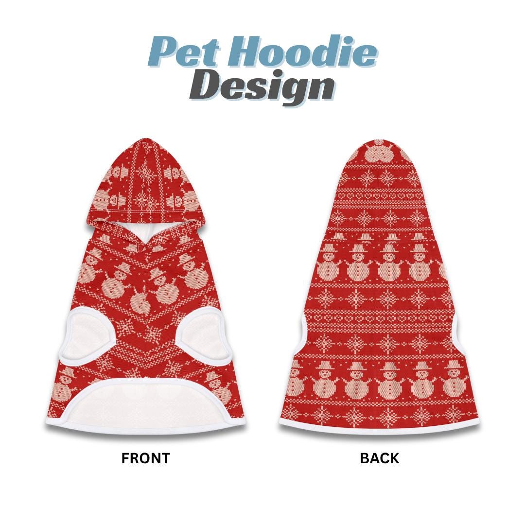Snowman Christmas Pet Hoodie Cozy Holiday Dog & Cat Hoodie Soft Polyester Winter Snowman Pattern Pet Outfit Festive Holiday Pet Clothing