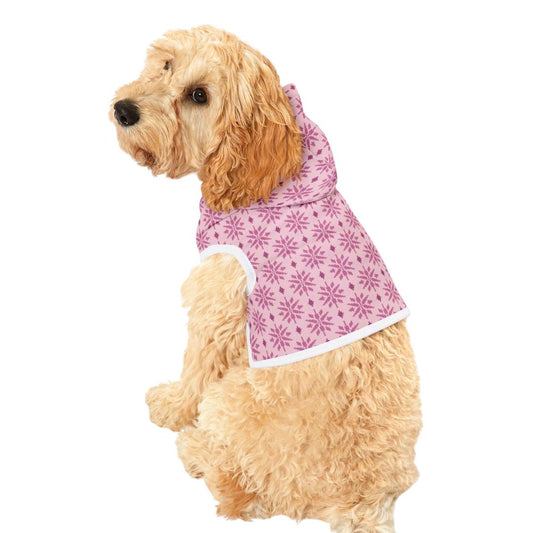 Cute Pink Snowflake Pet Hoodie Winter Dog and Cat Hoodie Soft Polyester Cozy Holiday Pet Outfit Warm Pet Clothing Gift for Winter Walks