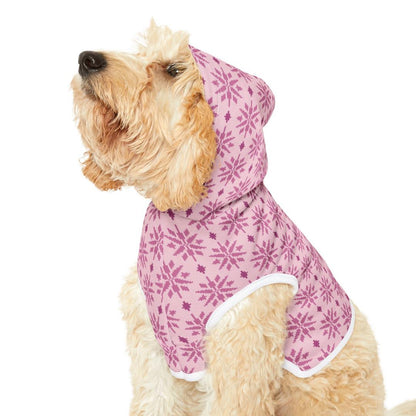 Cute Pink Snowflake Pet Hoodie Winter Dog and Cat Hoodie Soft Polyester Cozy Holiday Pet Outfit Warm Pet Clothing Gift for Winter Walks