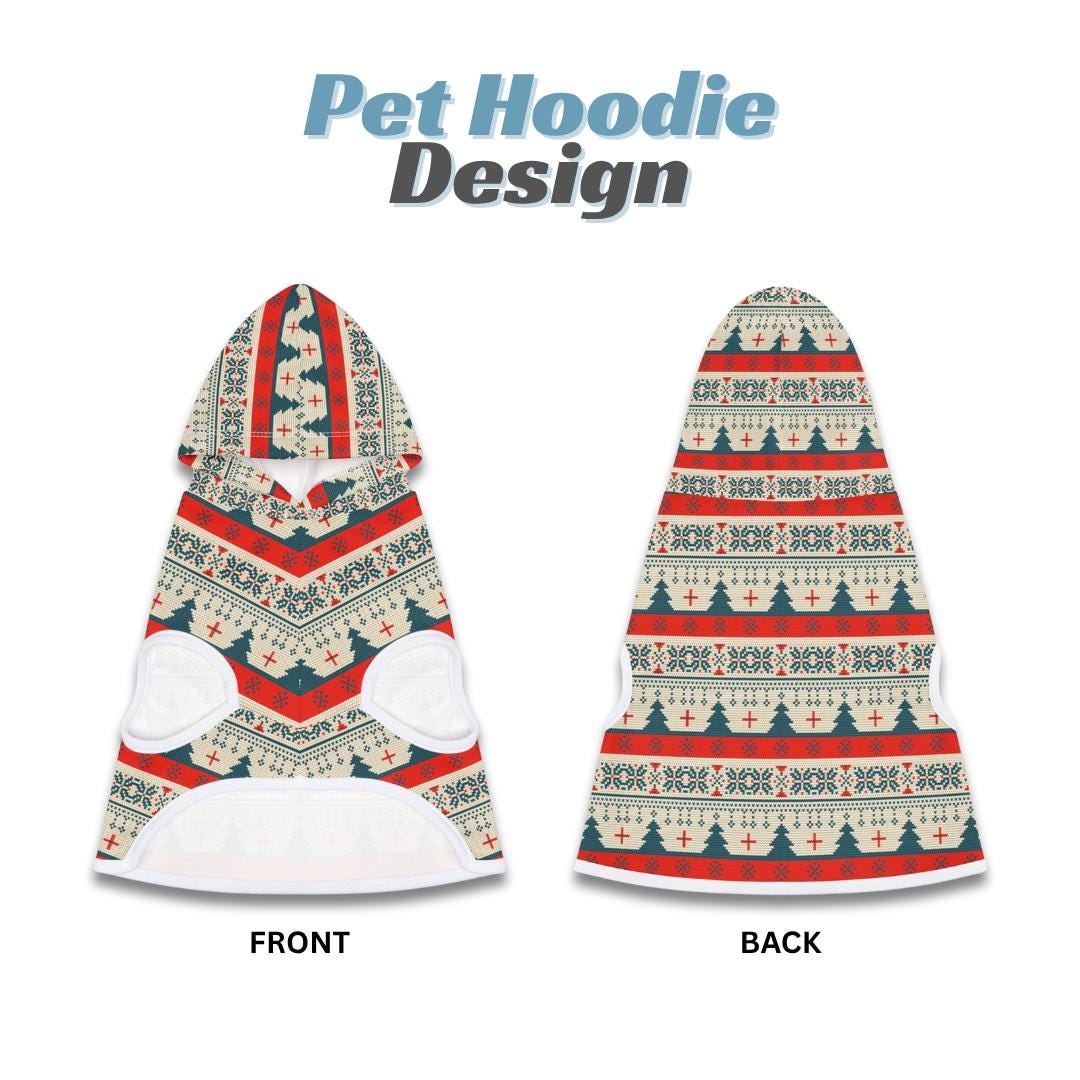Retro Ugly Christmas Apparel Pet Hoodie Festive Red & Green Holiday Dog and Cat Hoodie Cozy Soft Polyester Cute Winter Pet Sweater Outfit