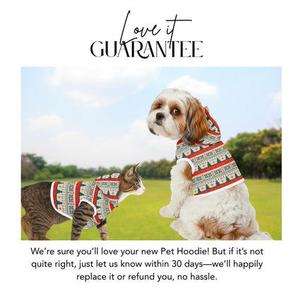 Retro Ugly Christmas Apparel Pet Hoodie Festive Red & Green Holiday Dog and Cat Hoodie Cozy Soft Polyester Cute Winter Pet Sweater Outfit