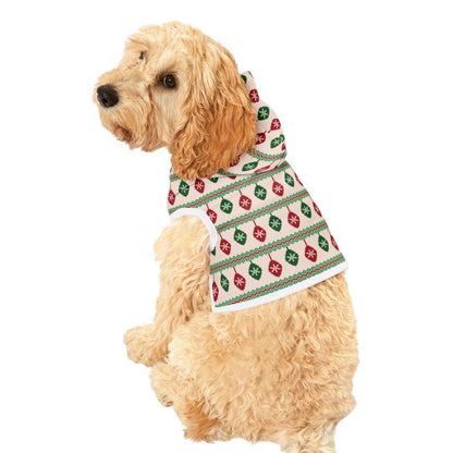 Festive Holiday Pet Hoodie Soft Polyester Dog and Cat Sweatshirt Cute Christmas Ornament Design Cozy Winter Pet Hoodie Perfect Pet Gift