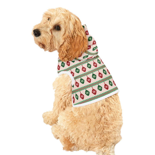 Festive Holiday Pet Hoodie Soft Polyester Dog and Cat Sweatshirt Cute Christmas Ornament Design Cozy Winter Pet Hoodie Perfect Pet Gift