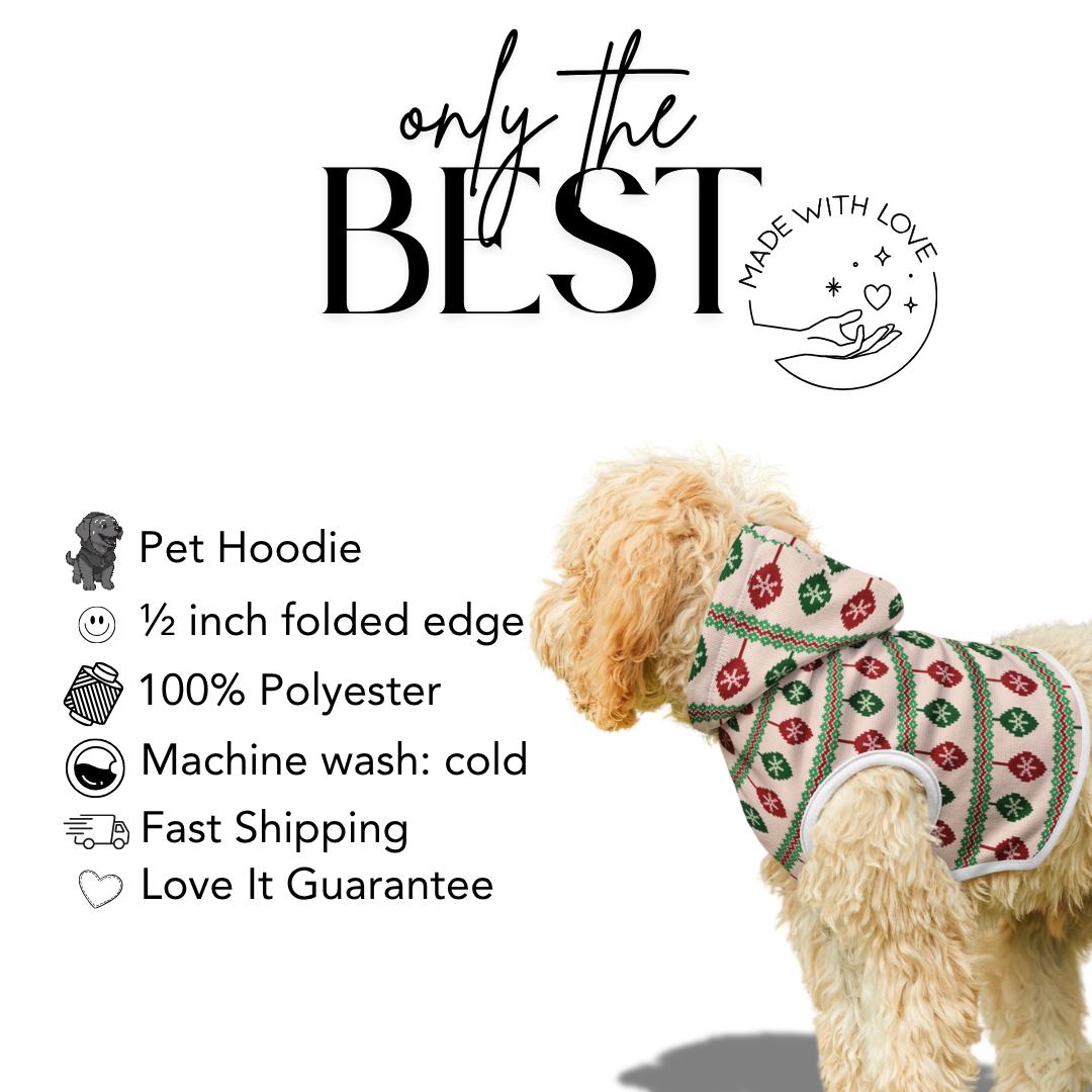 Festive Holiday Pet Hoodie Soft Polyester Dog and Cat Sweatshirt Cute Christmas Ornament Design Cozy Winter Pet Hoodie Perfect Pet Gift