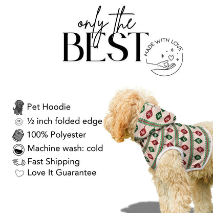 Festive Holiday Pet Hoodie Soft Polyester Dog and Cat Sweatshirt Cute Christmas Ornament Design Cozy Winter Pet Hoodie Perfect Pet Gift