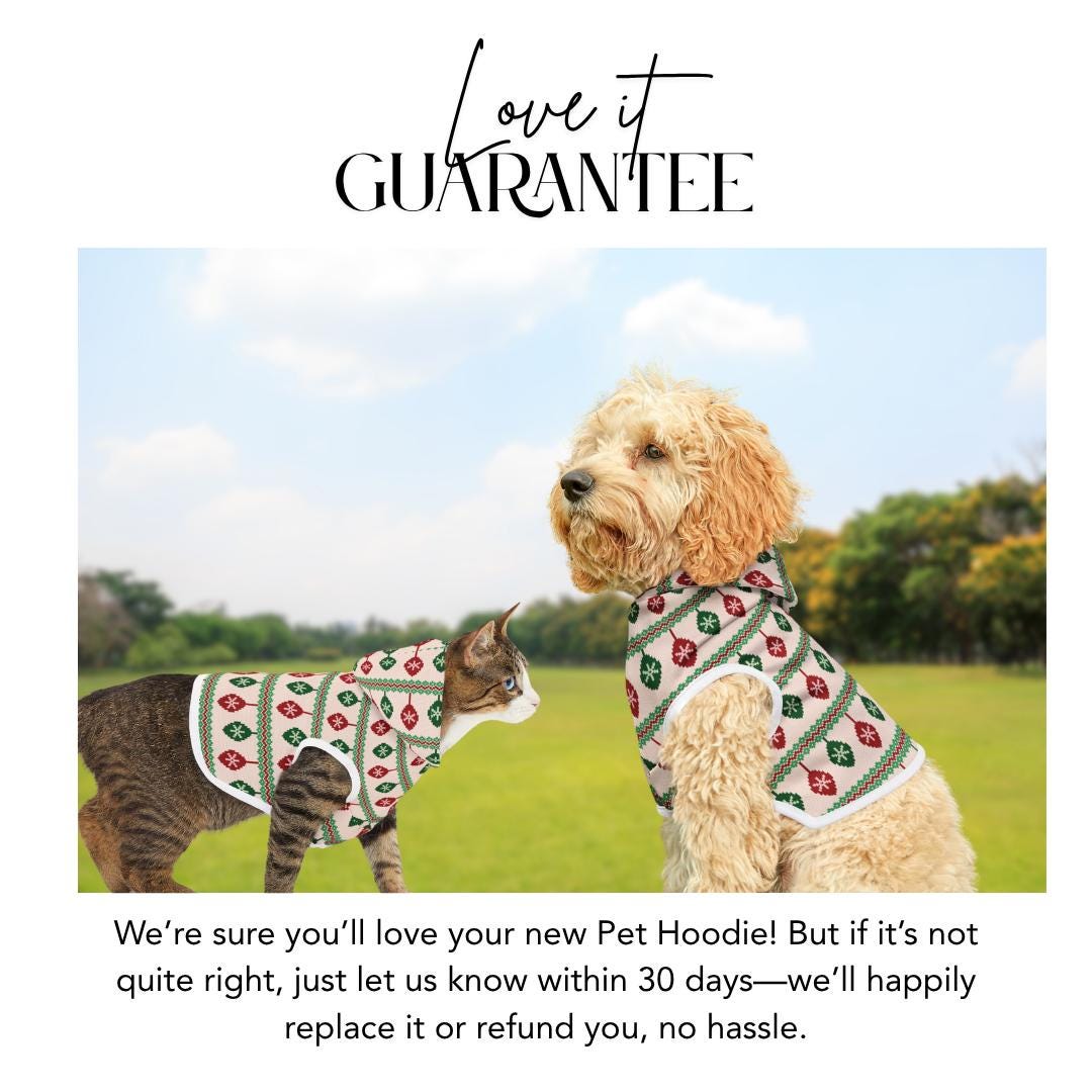 Festive Holiday Pet Hoodie Soft Polyester Dog and Cat Sweatshirt Cute Christmas Ornament Design Cozy Winter Pet Hoodie Perfect Pet Gift