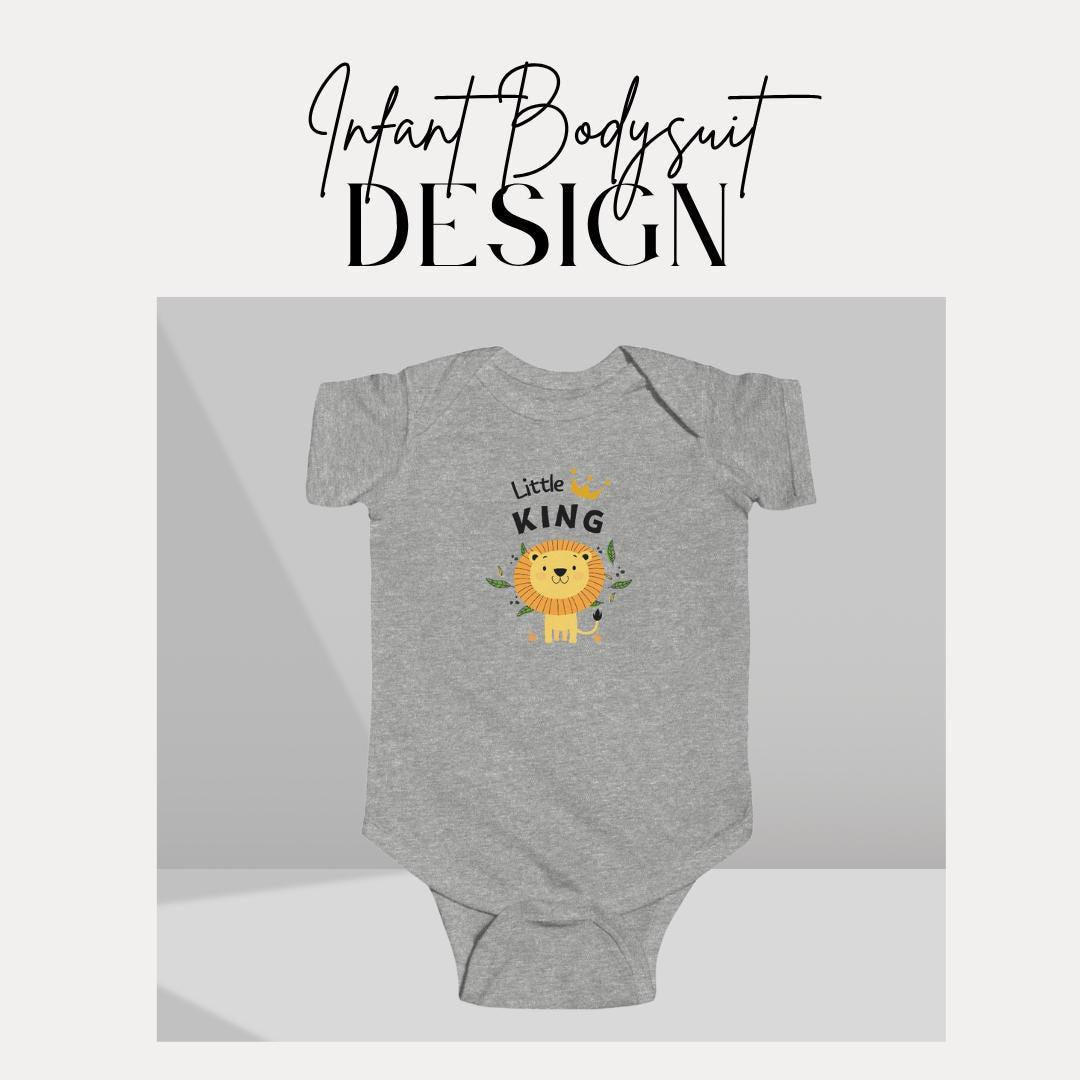 Cute Infant Fine Jersey Bodysuit 'Little King' Baby Onesie Newborn Gift Baby Shower Playtime Outfit Toddler Clothing Comfy Newborn Outfit