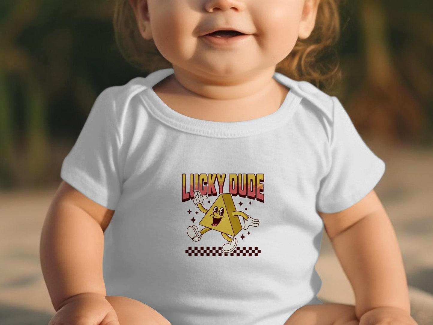 Lucky Dude Infant Fine Jersey Bodysuit Cute & Comfy Baby Shower Gift Idea Retro Bodysuit for Newborns Baby Outfit Adorable Baby Clothes