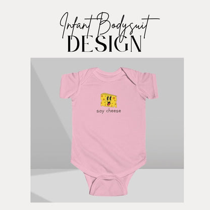 Say Cheese Infant Fine Jersey Bodysuit Cute Baby Onesie Funny Baby Outfit Newborn Gift Baby Shower Gift Photography Props for Infant Onesie