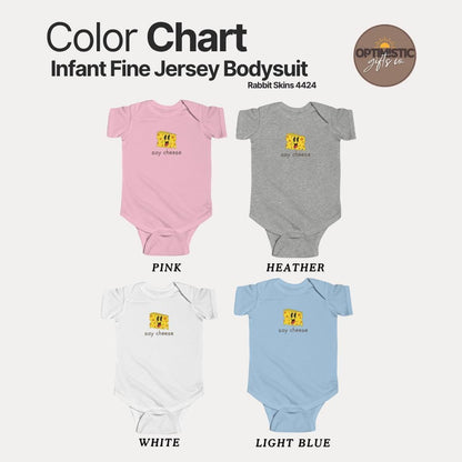 Say Cheese Infant Fine Jersey Bodysuit Cute Baby Onesie Funny Baby Outfit Newborn Gift Baby Shower Gift Photography Props for Infant Onesie