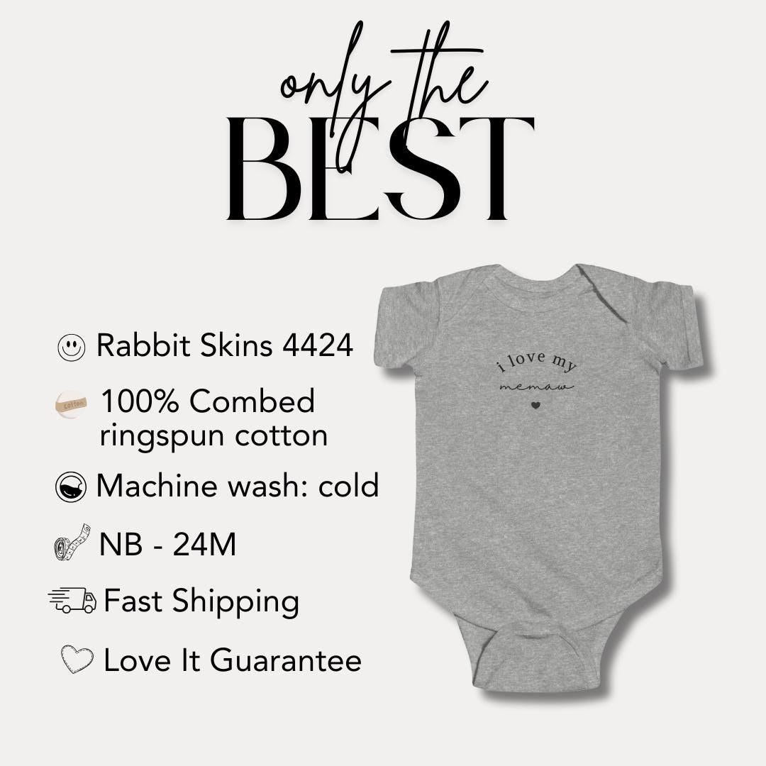 I Love My Memaw Infant Fine Jersey Bodysuit Sweet Infant Onesie for Baby Girl or Boy Memaw Gift Idea Memaw Onesie Present Grandbaby Gift