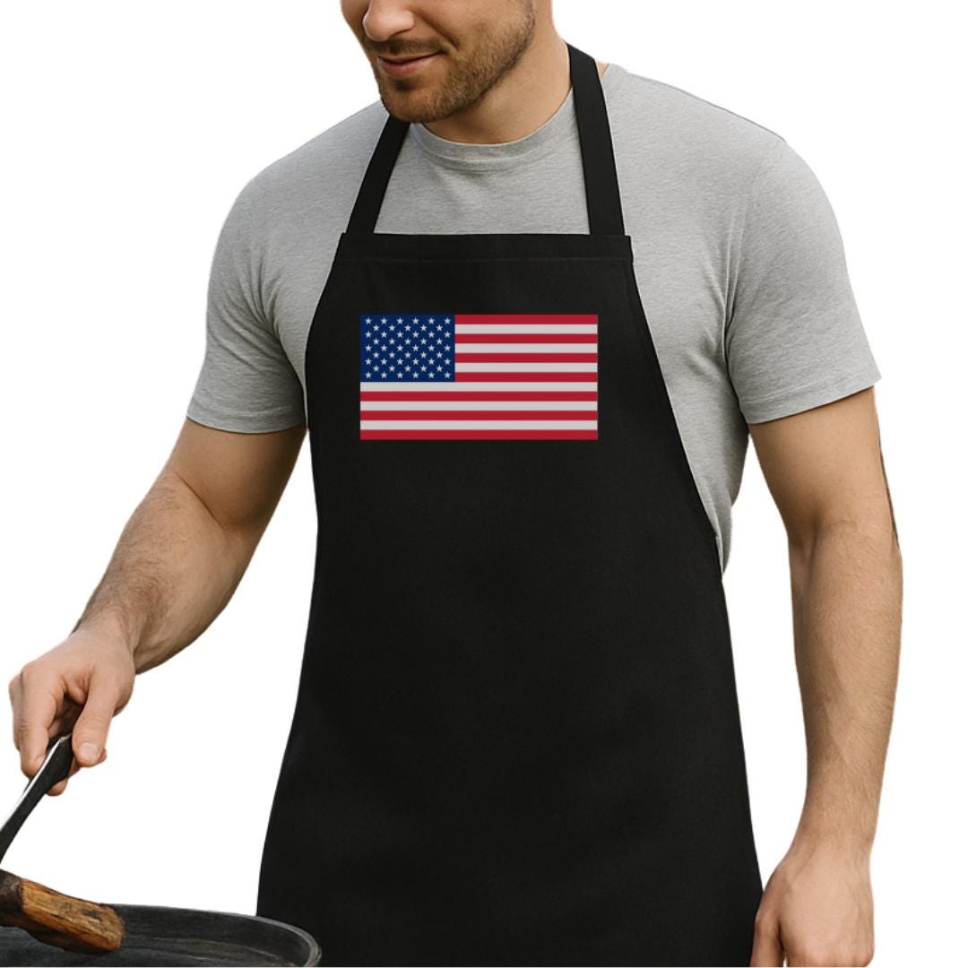USA Flag Apron BBQ Grill Gift for Men 4th of July Chef Apron Patriotic Cooking Apron Chef Apron for Outdoor Grilling Father's Day Present